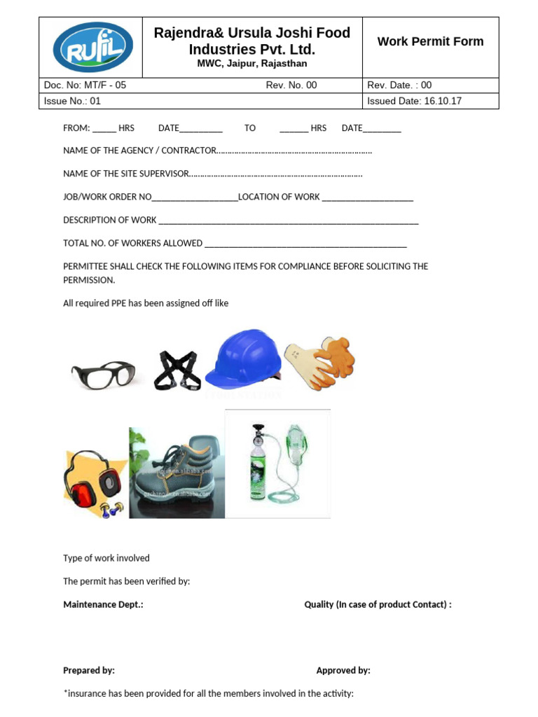 05' Work Permit Form | PDF