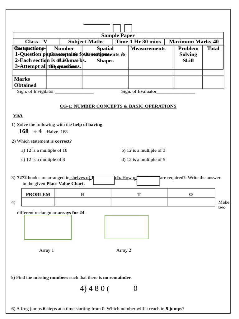 Class 5 Maths See (2025-26) Set 1 | PDF | Rectangle