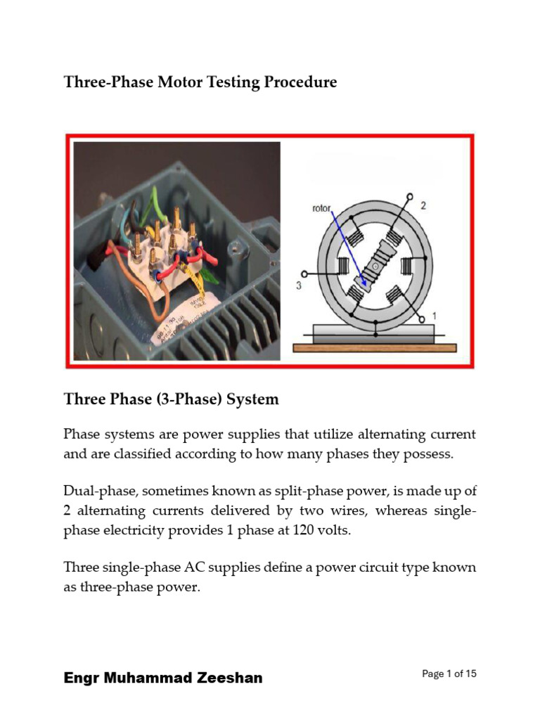Three-Phase Motor Testing Procedure | PDF | Power Supply | Electrical ...