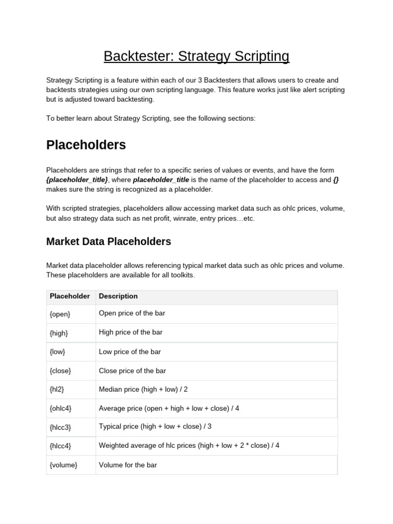 Backtester Strategy Scripting | PDF | Market Trend