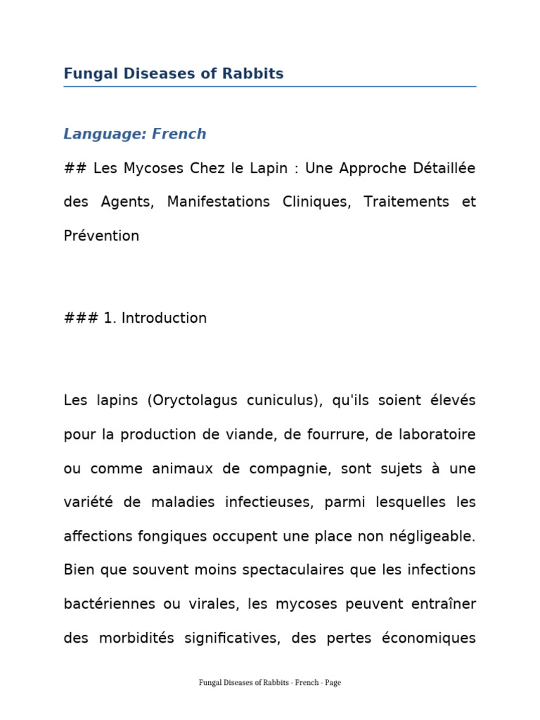 Fungal Diseases Rabbits French 20260211 091602 | PDF | Candida | Candidose