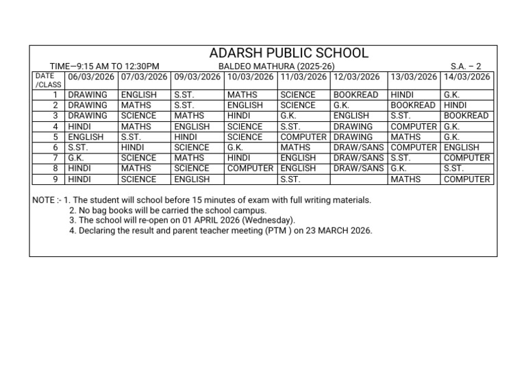 Date Sheet | PDF