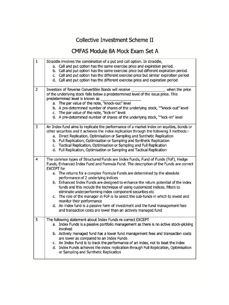 Cis Cmfas M8a MCQ (Set A) | PDF