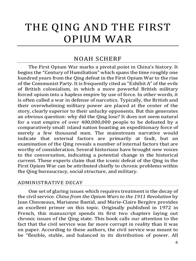 The Qing and the First Opium War | PDF | Qing Dynasty | Opium