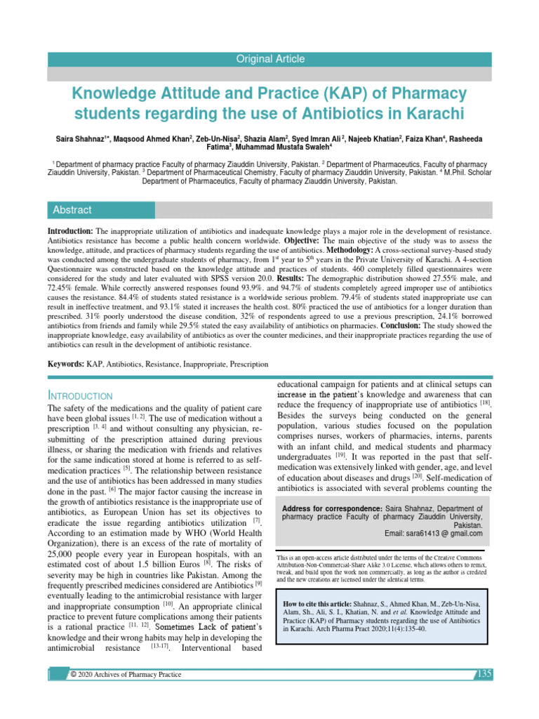 Knowledge Attitude and Practice Kap of Pharmacy Students Regarding the ...
