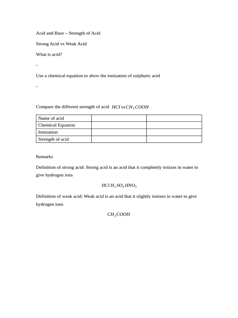 Strength of Acid 2 | PDF | Acid | Ph