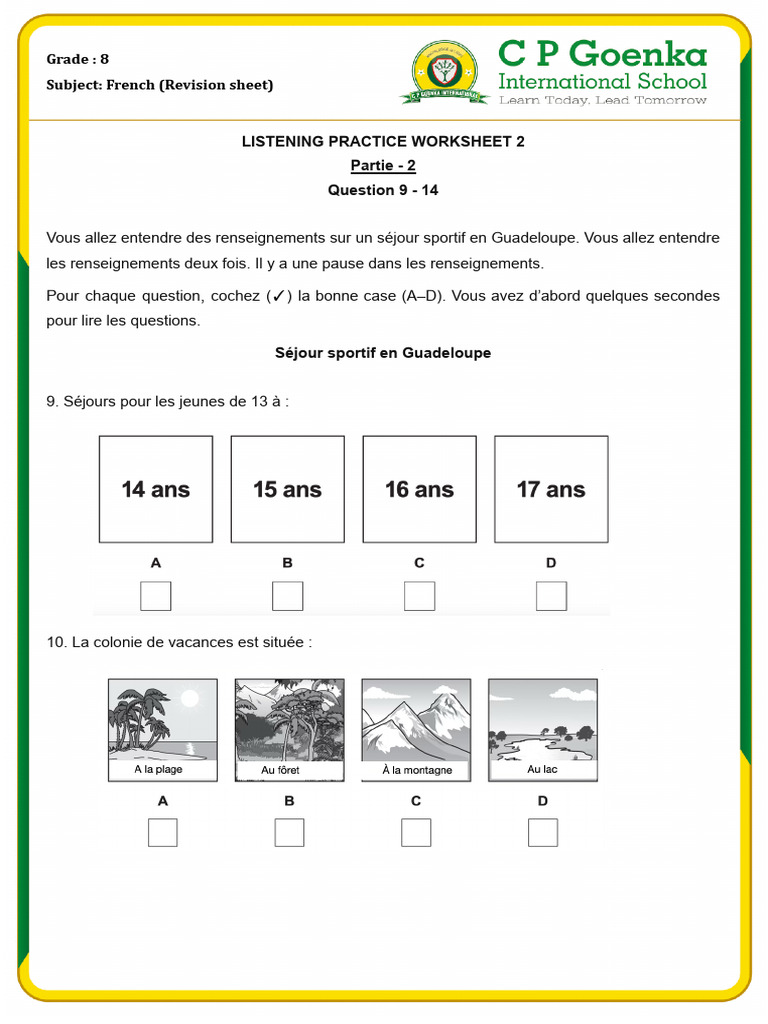 Gr8 French Practice Listening-2 Part 2 | PDF