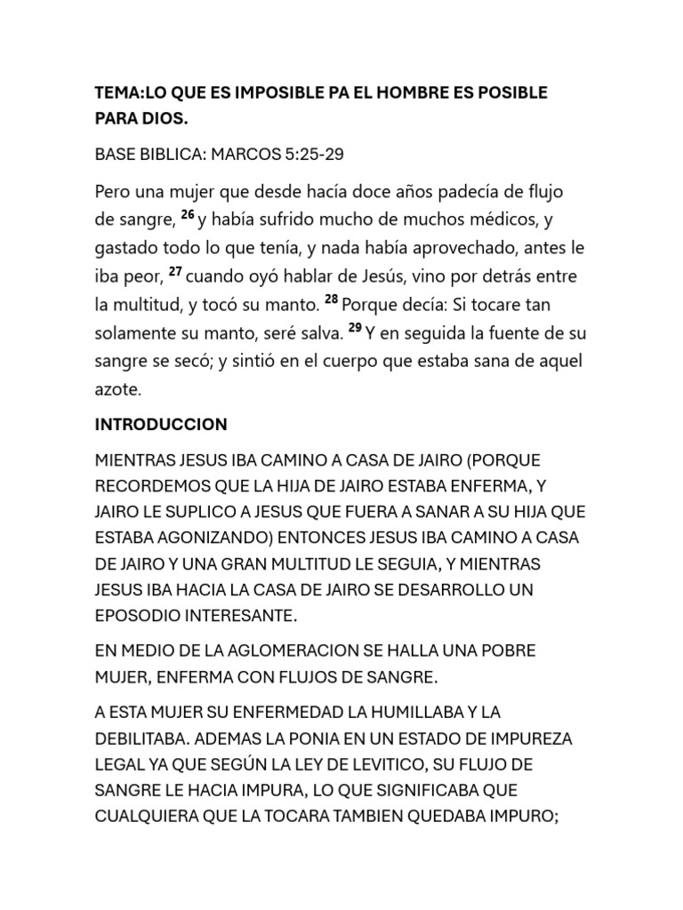 Lo Que Es Imposoble para El Hombre Es Posible para Dios | PDF | Jesús | Fe