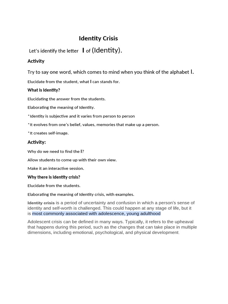 Identity Crisis | PDF