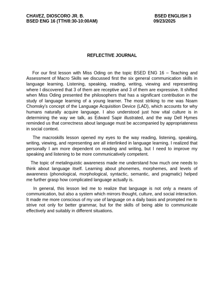 Reflective Journal | PDF