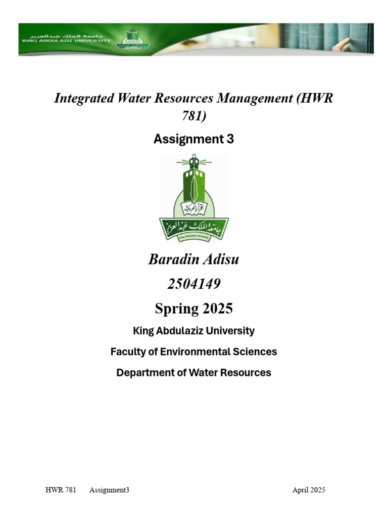 Assignment 3 Assignment3 Awash Water Basin IWRM | PDF | Water Resources ...