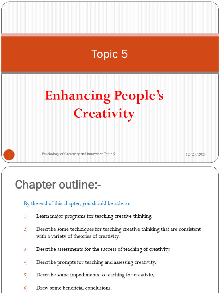 Psychology of Creativity - Topic Five 2026 New | PDF | Creativity ...