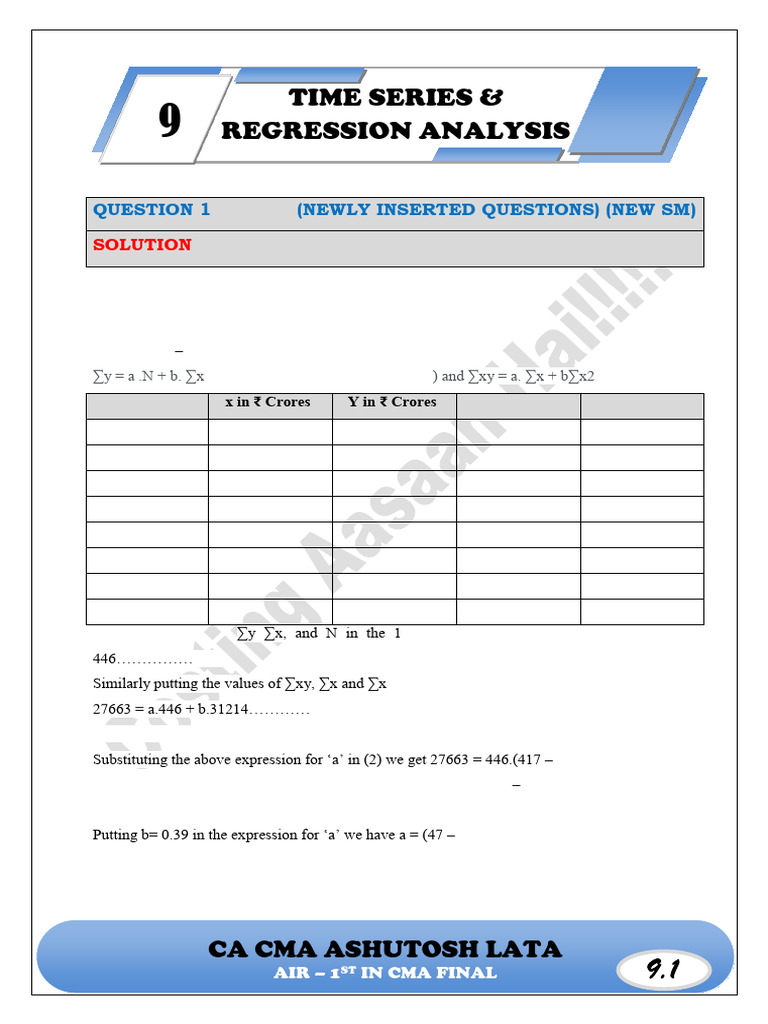 Time Series & Regression Analysis | PDF | Mean | Regression Analysis