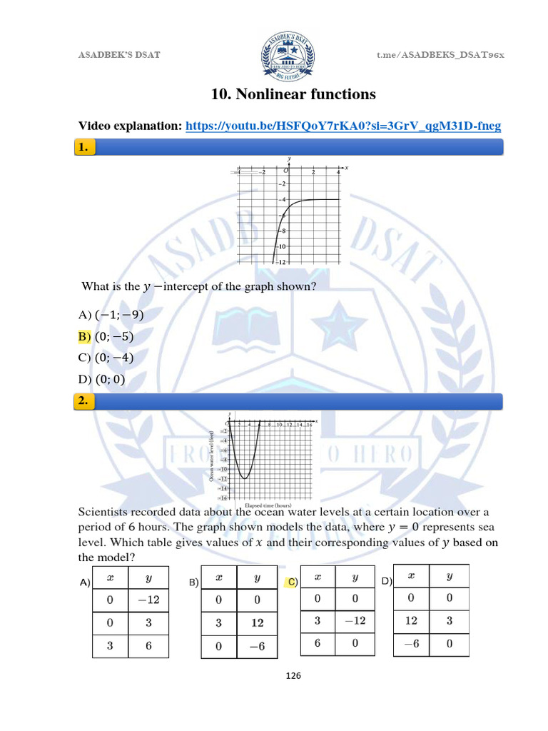 Non-Linear Lesson +answers | PDF | Function (Mathematics) | Nonlinear ...