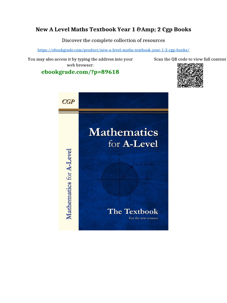 New A Level Maths Textbook Year 1 & 2 CGP Books PDF Version | PDF ...