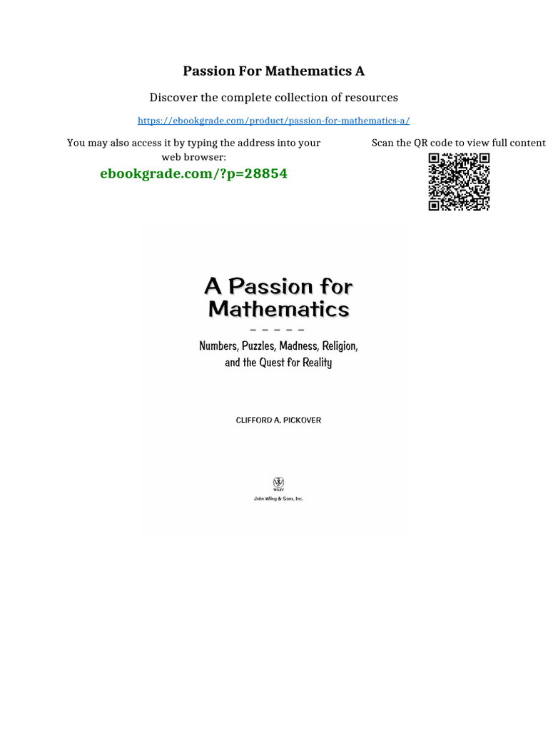Passion For Mathematics A Newest Edition 2025 | PDF | Intellectual ...