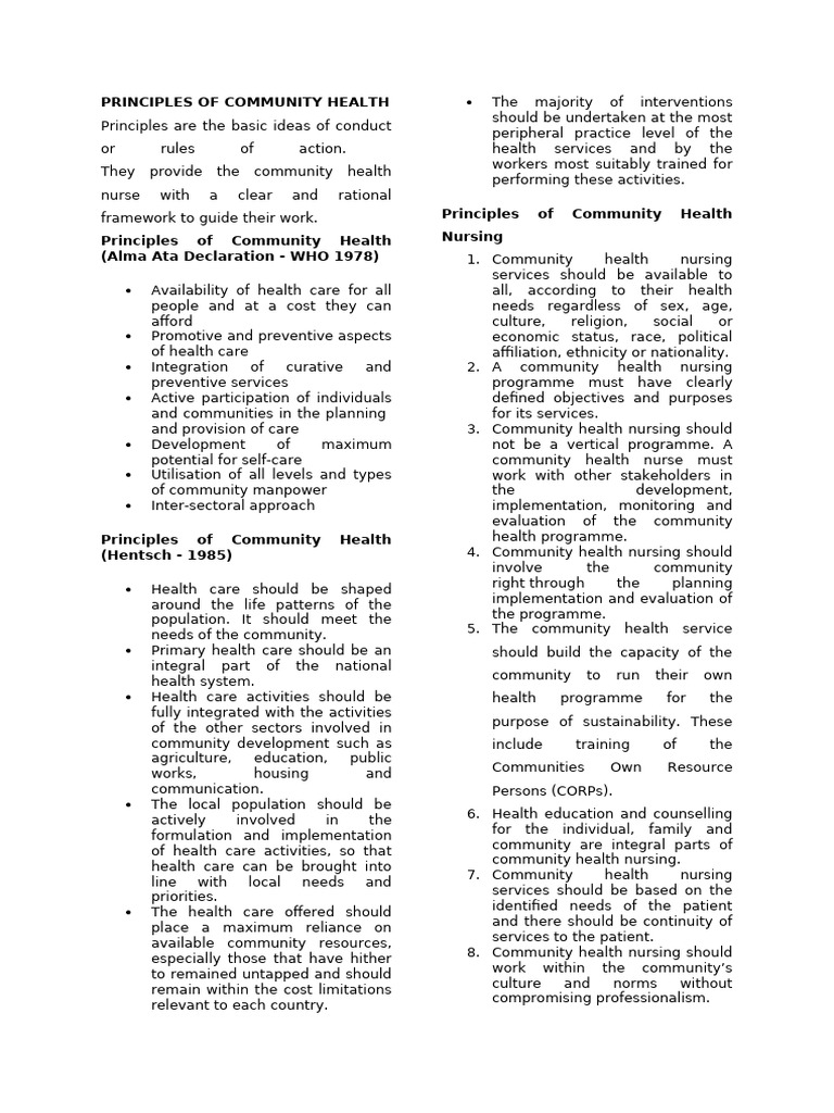 1.b PRINCIPLES OF COMMUNITY HEALTH | PDF | Health Care | Hospital
