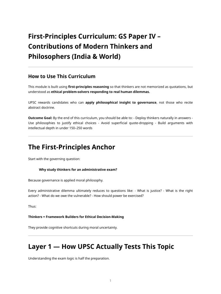 Thinkers and Philosophers First-Principles Curriculum | PDF | Justice ...