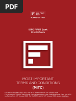 IDFC FIRST Bank Credit Card MITC | PDF | Credit Card | Payments