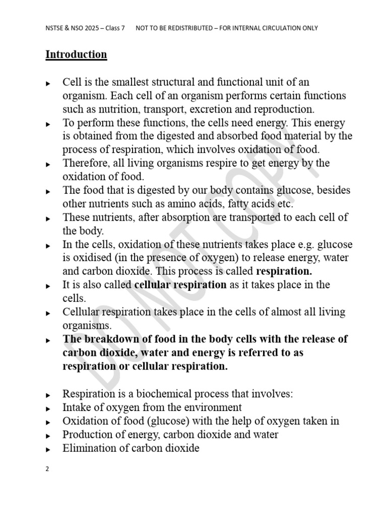 Respiration in Organisms | PDF | Respiratory System | Stoma