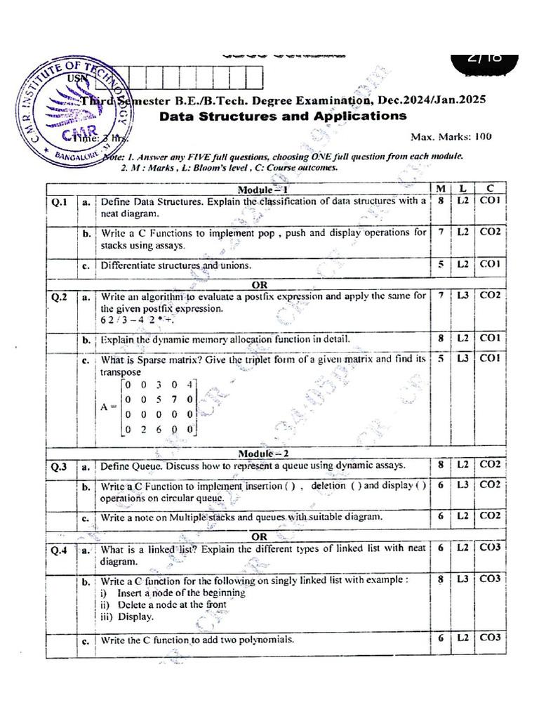 DS Question Papers | PDF