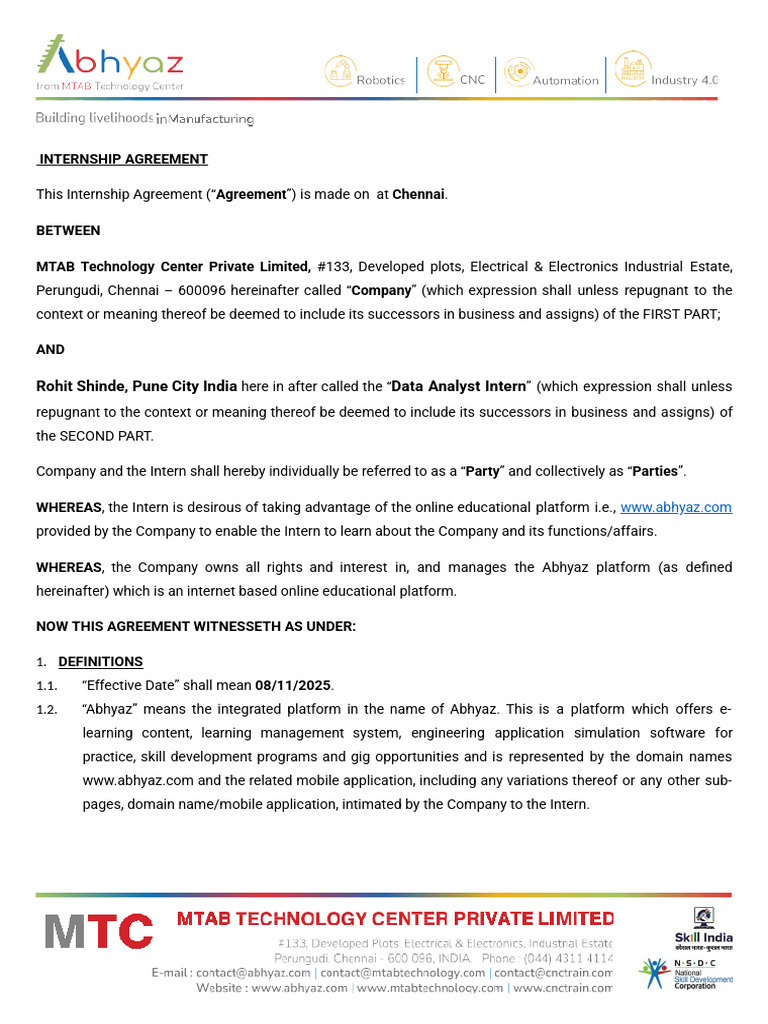 Abhyaz Offer Letter | PDF | Intellectual Property | Trade Secret