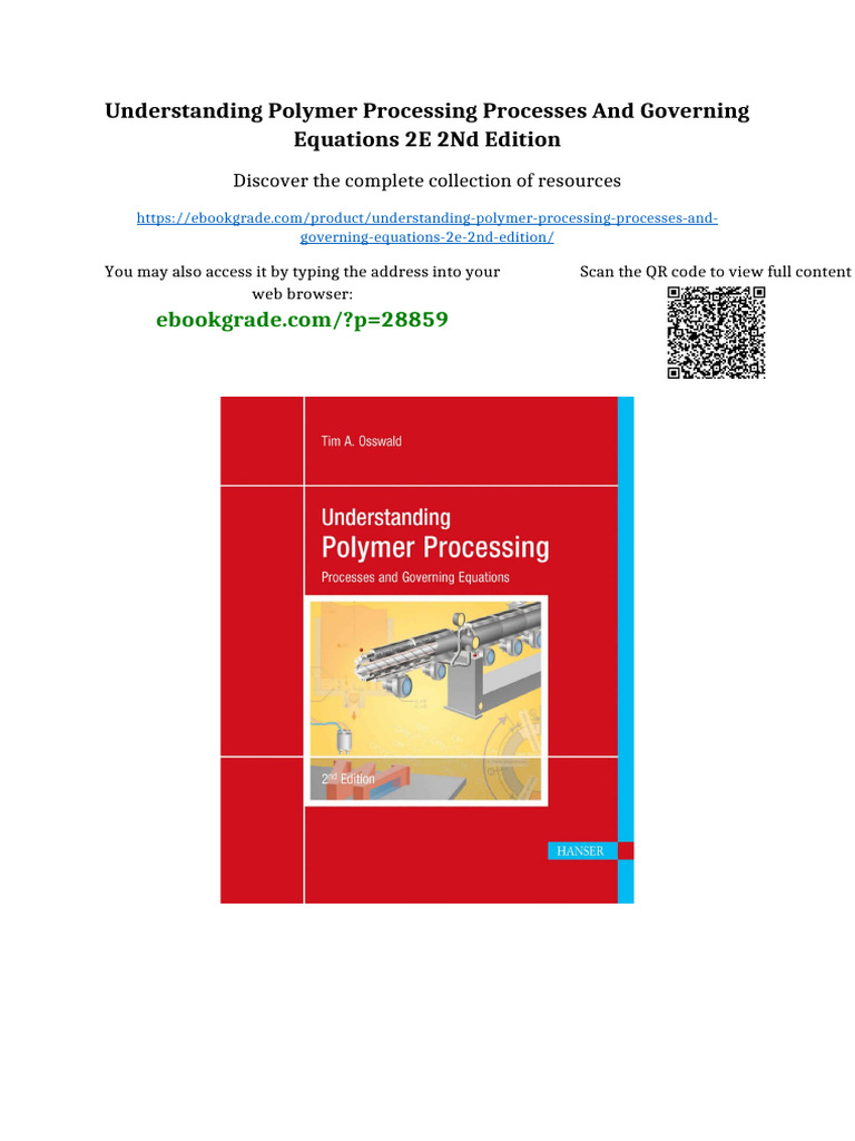Understanding Polymer Processing Processes and Governing Equations 2E ...