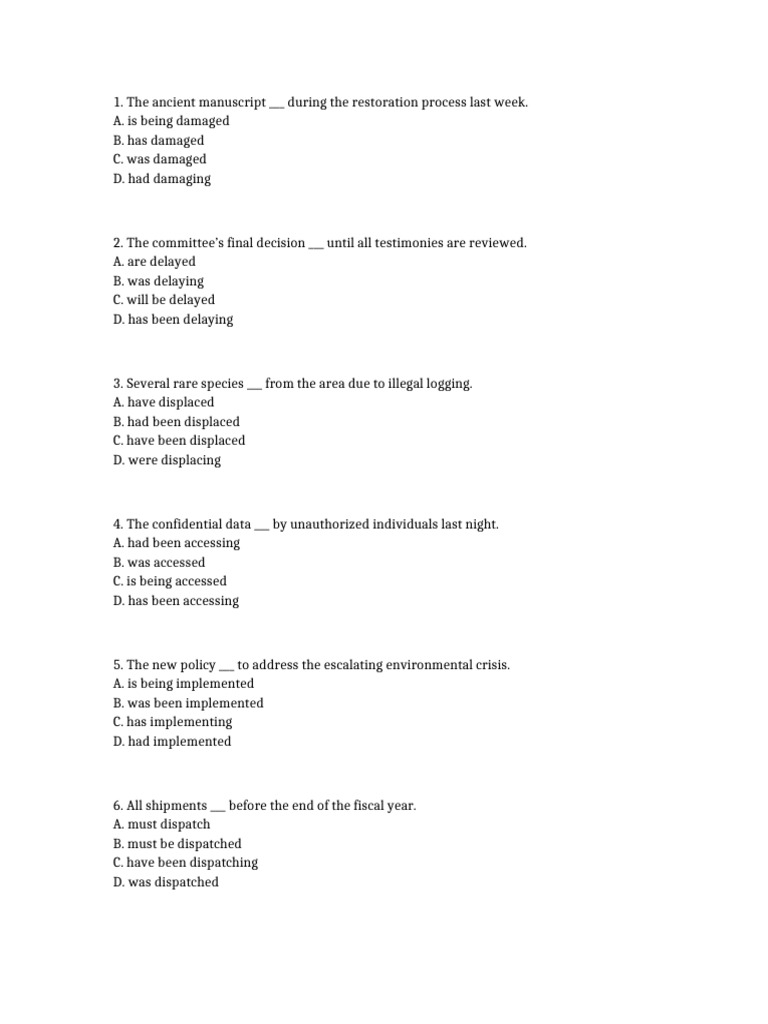 Passive Voice Questions | PDF