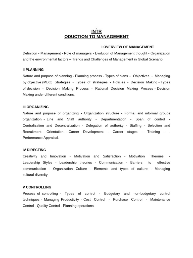 Introduction To Management 1 | PDF | System | Bureaucracy