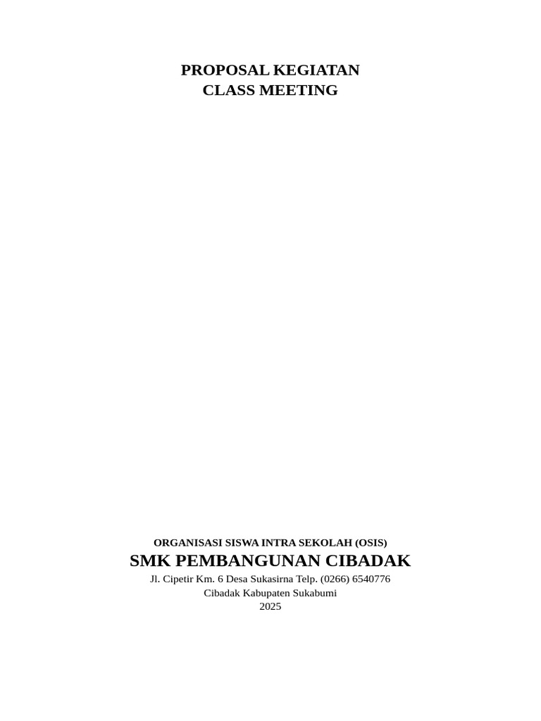 Proposal Kegiatan Classmeet | PDF