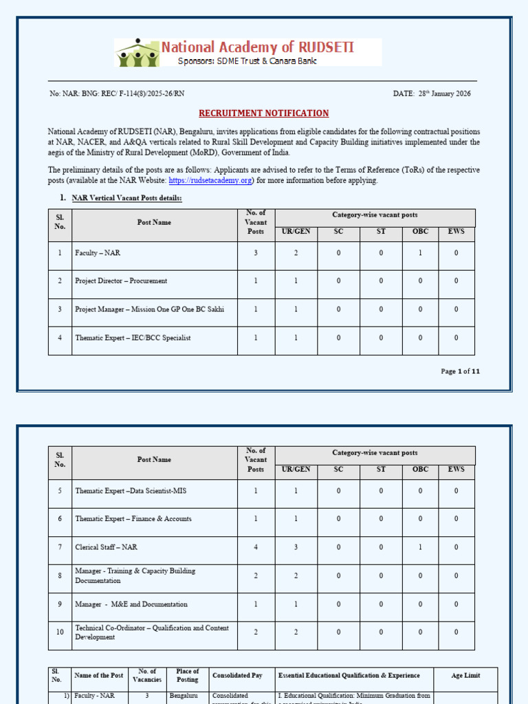 NAR Recruitment Notification Document27012026 | PDF
