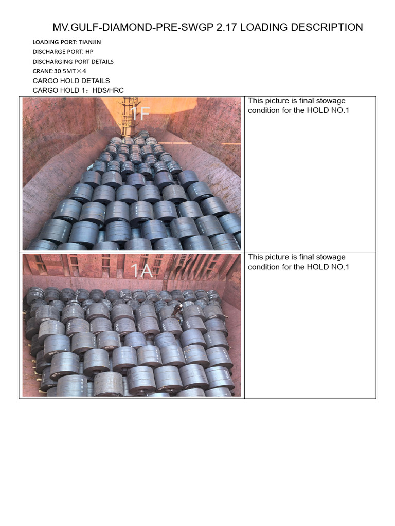 Mv.gulf Diamond Loading Description (2) | PDF