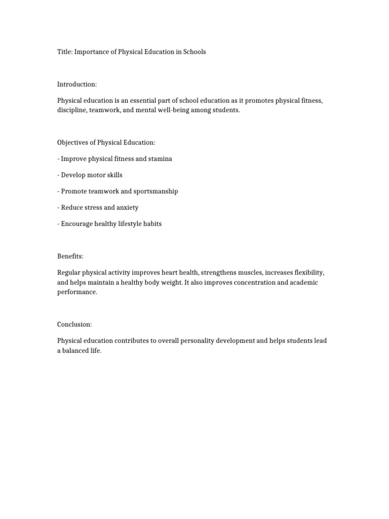Material1 Importance of Physical Education | PDF