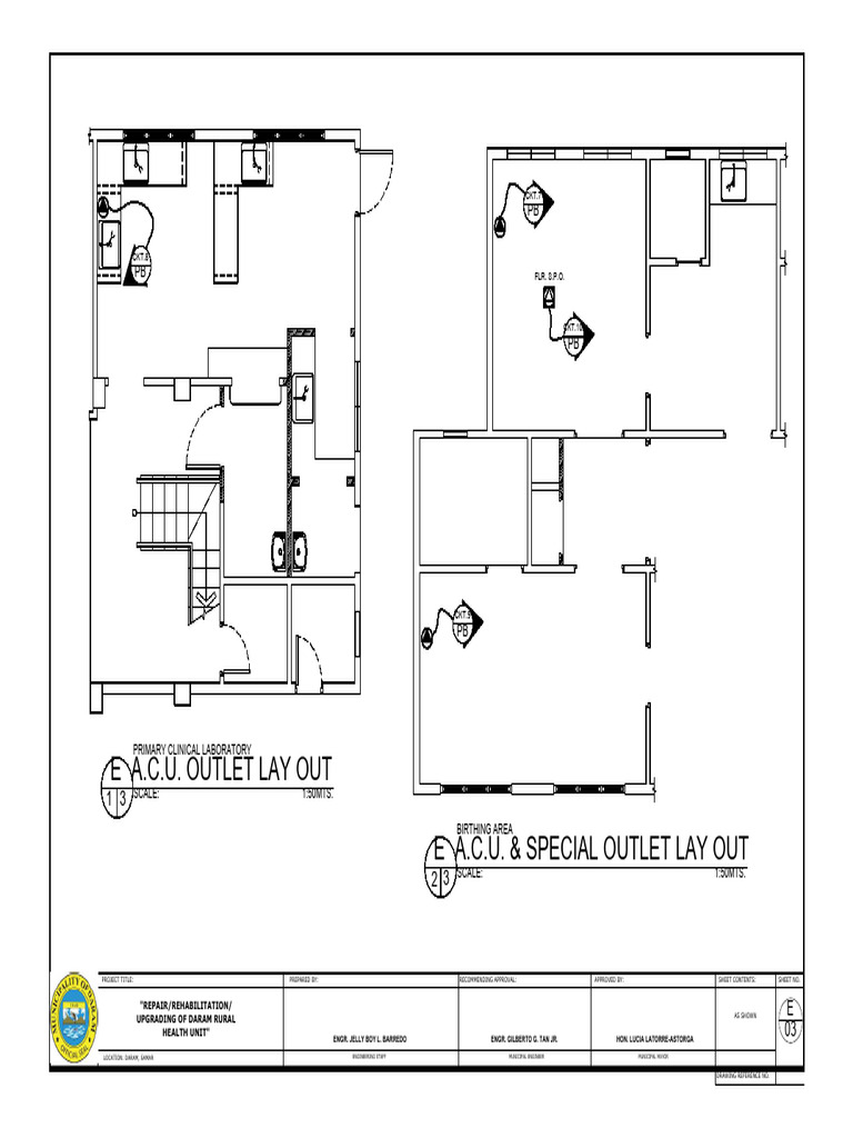 E A.C.U. Outlet Lay Out E A.C.U. & Special Outlet Lay Out: Primary ...