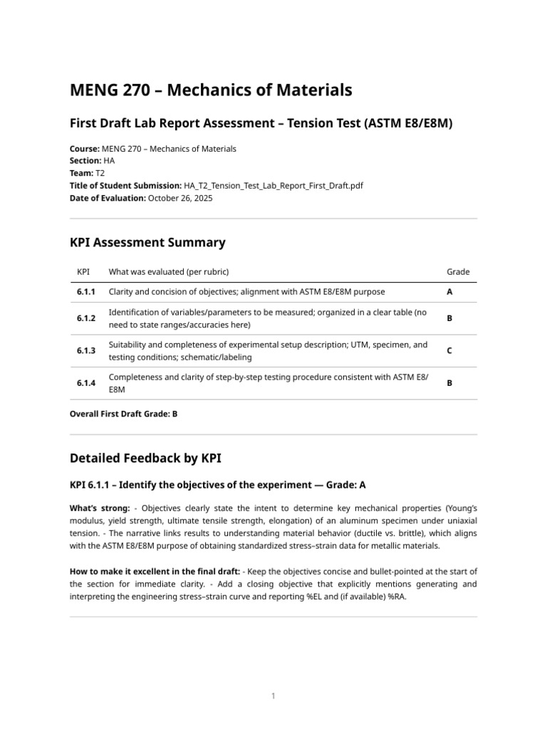 T2 First Draft Assessment Report | PDF | Strength Of Materials ...