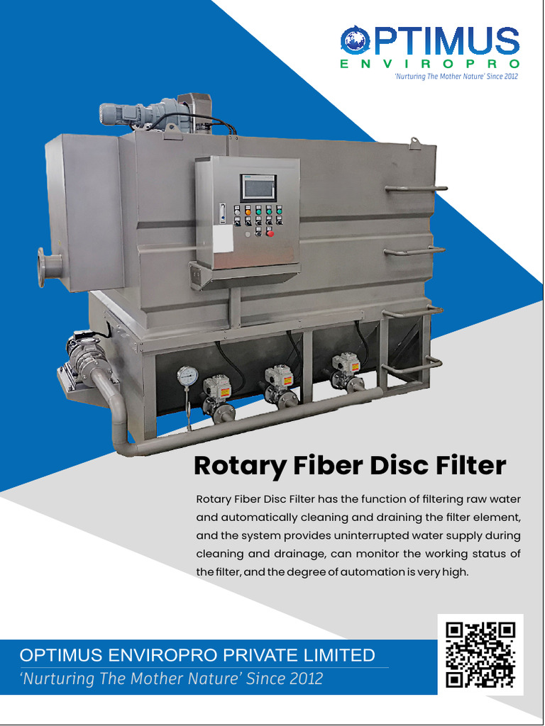 Rotary Fiber Disc Filter | PDF | Filtration | Sewage Treatment