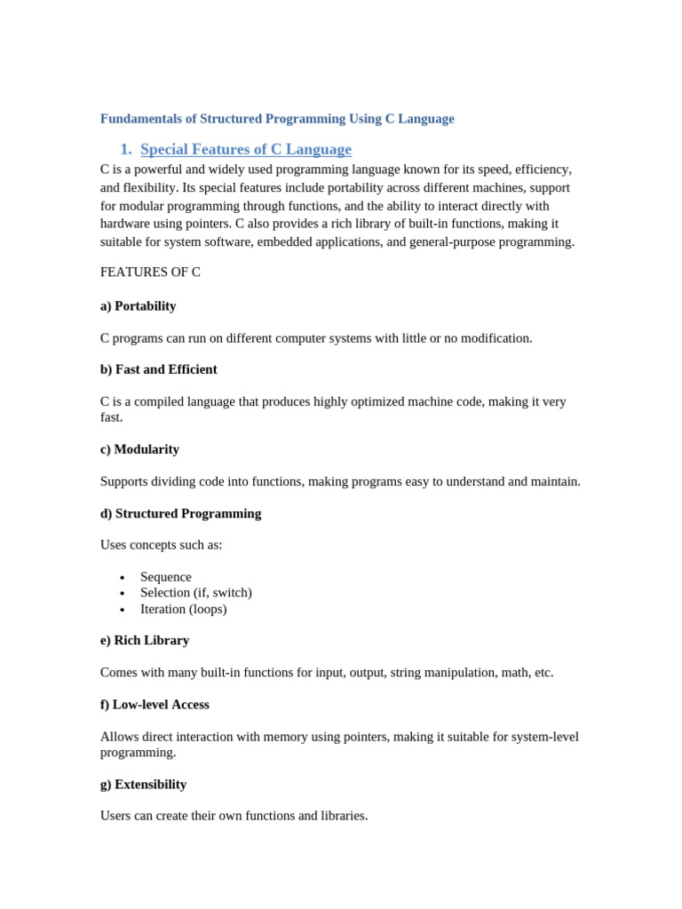 C Programming Fundamentals Notes | PDF | Parameter (Computer ...