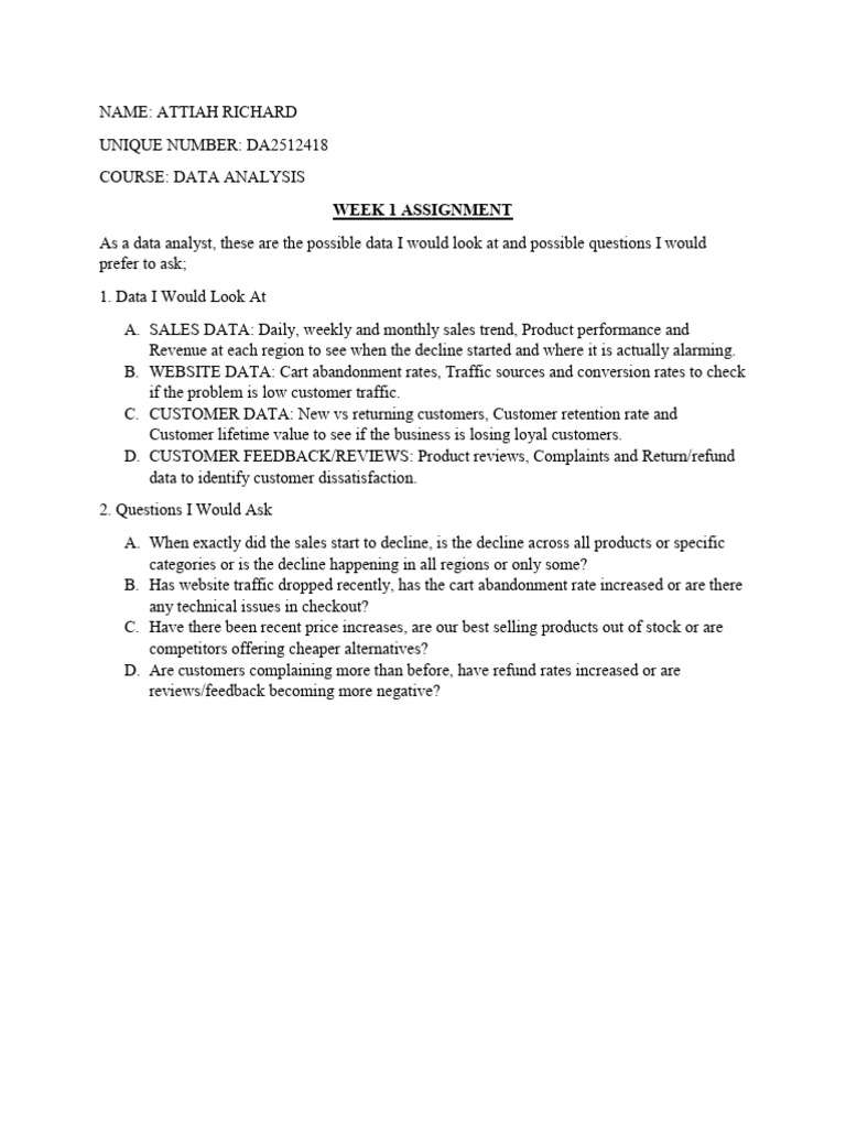 Week 1 Assignment | PDF