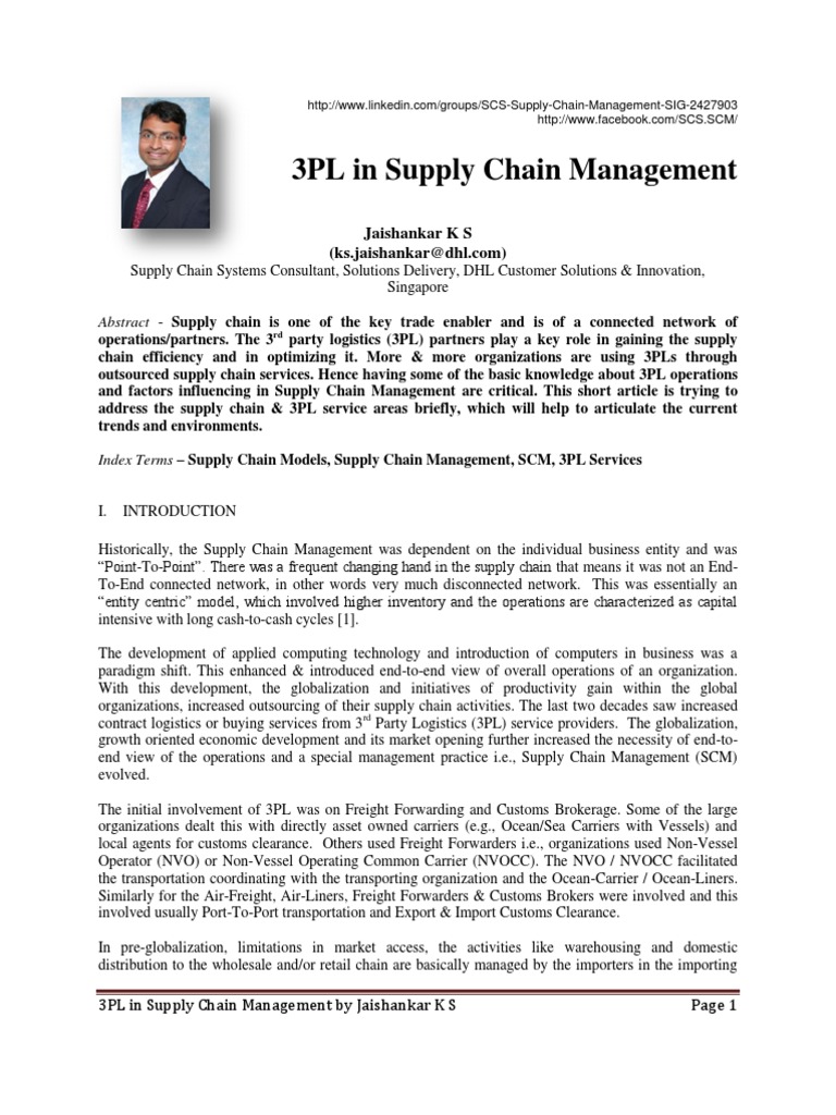 3PL in Supply Chain Management | PDF | Supply Chain Management | Logistics