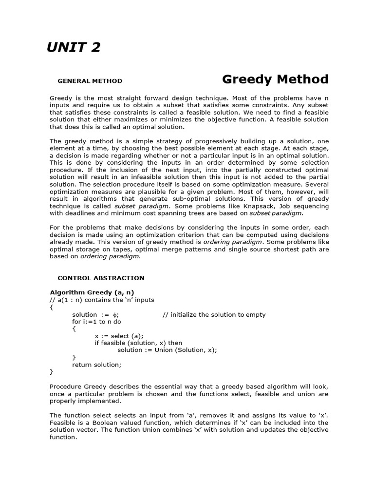Greedy Approach Material | PDF | Mathematical Optimization | Applied ...
