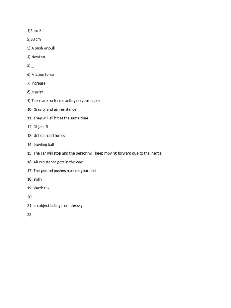 Force Test 1 | PDF