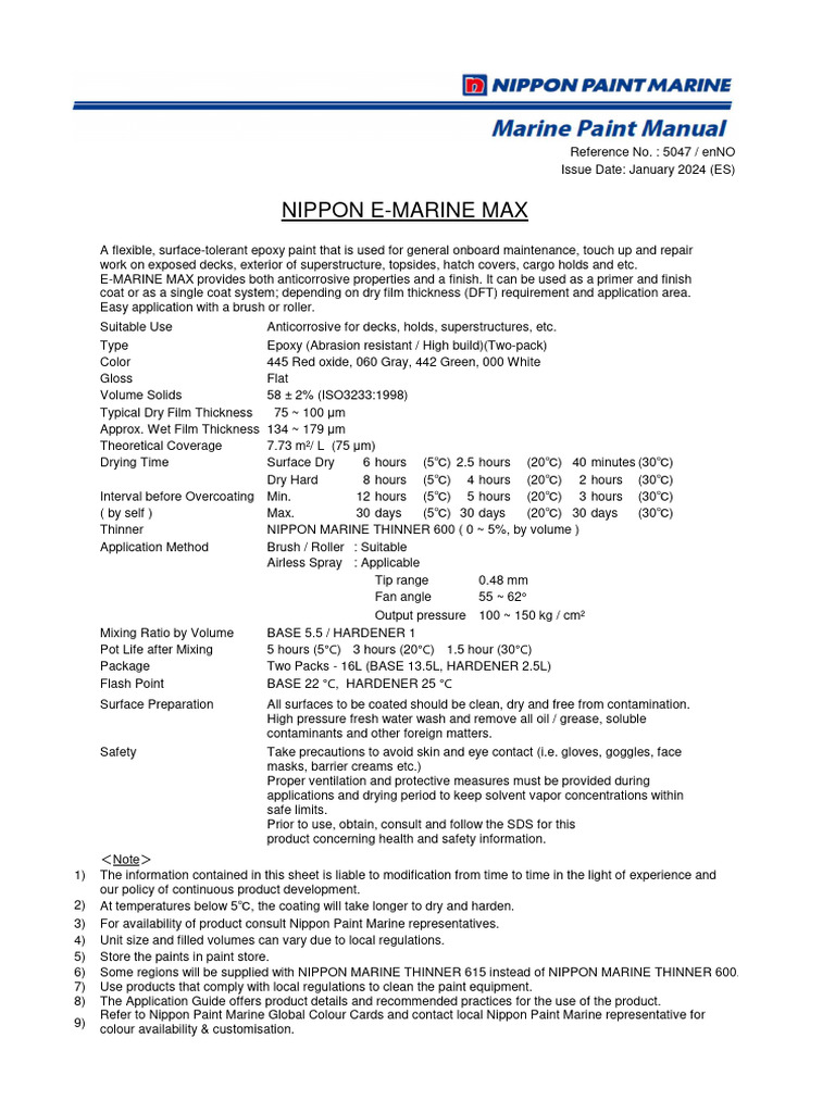 5047 Enno Nippon e Marine Max Old Form | PDF | Paint | Oceans