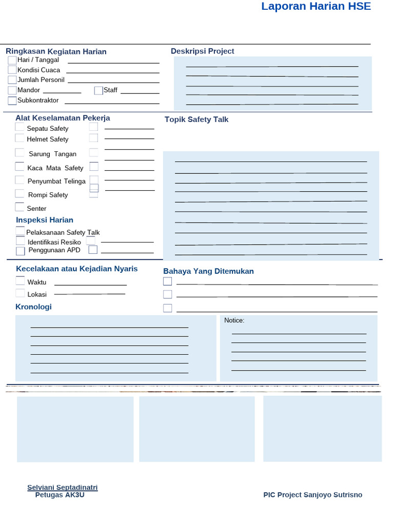 Form Harian HSE | PDF