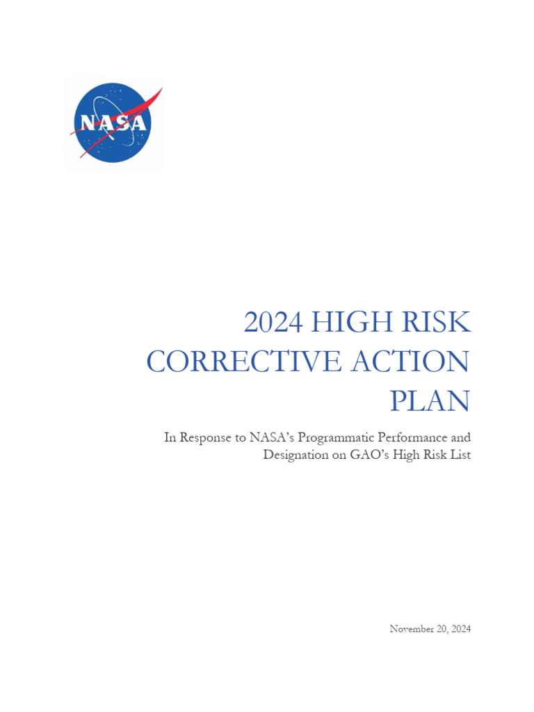 nasa-2024-high-risk-corrective-action-plan | PDF | Nasa