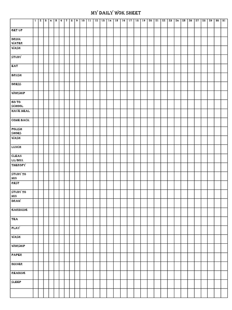 My Daily Wok Sheet | PDF