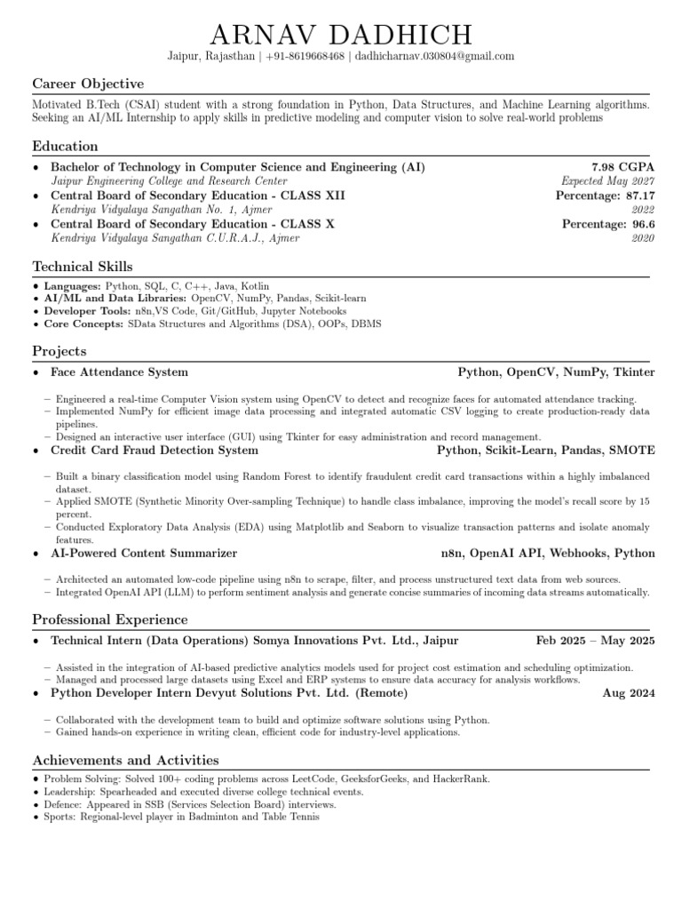Resume AIML | PDF | Machine Learning | Artificial Intelligence