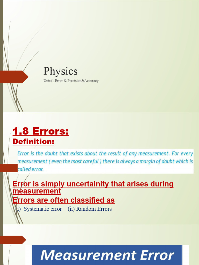Unit#1 Error &precision & Accuracy (NBF) | PDF | Observational Error ...