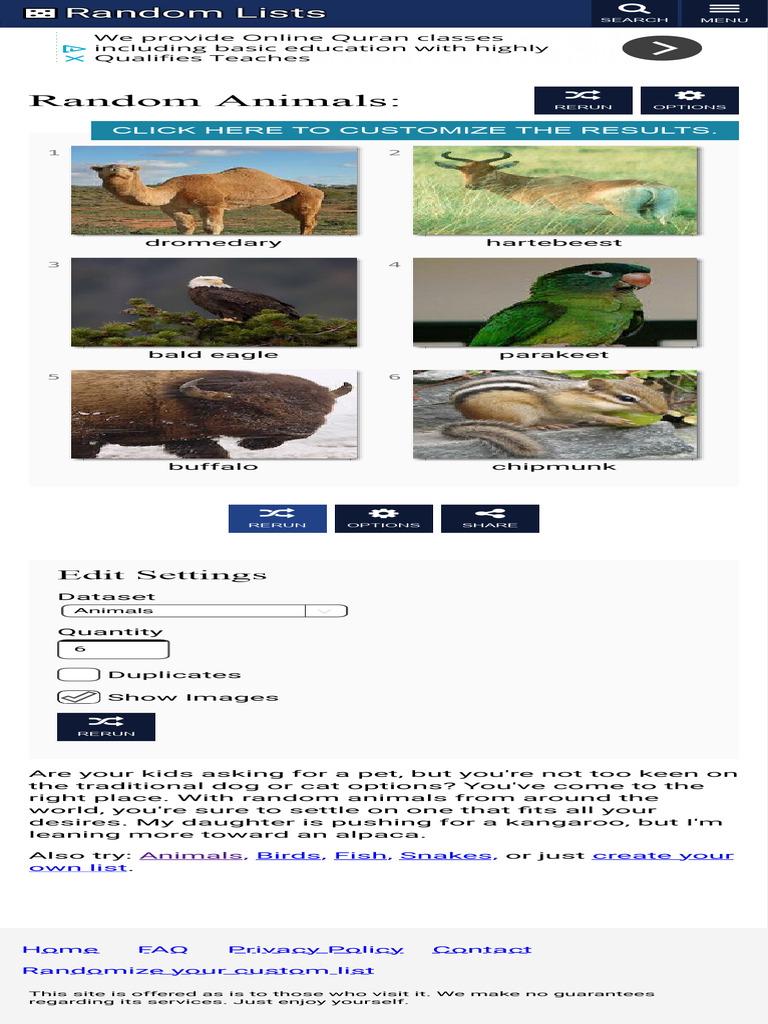 Random Animal Generator | PDF