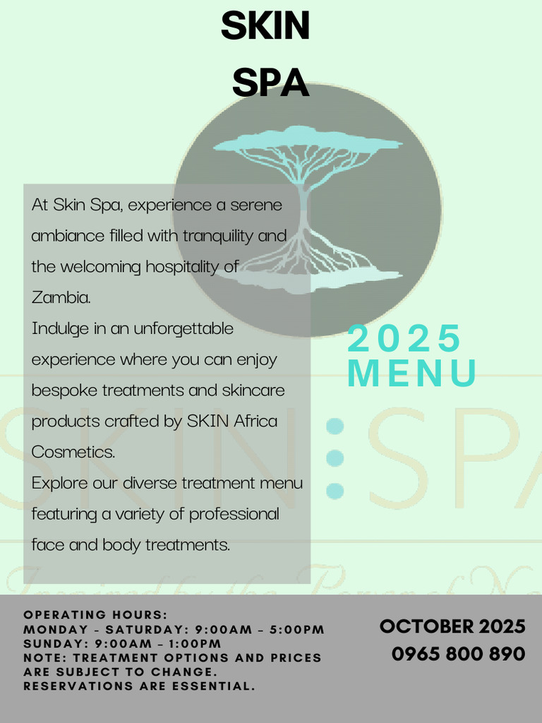 Skin Spa Sandys Menu Oct2025 | PDF | Massage | Integumentary System