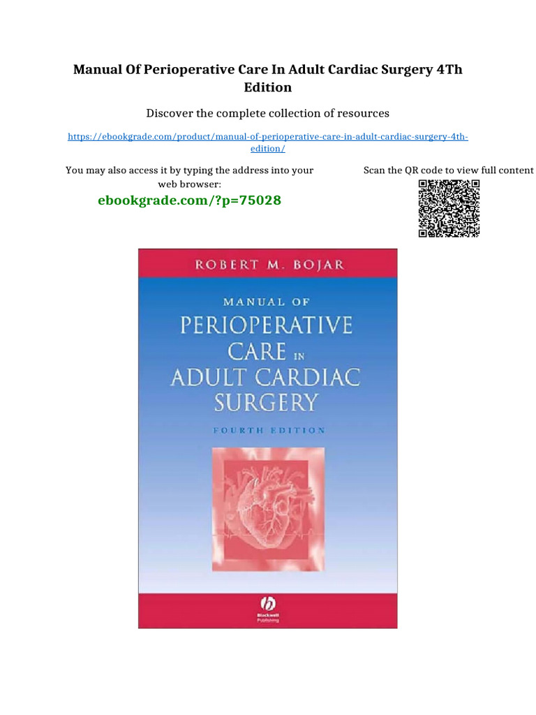 Manual Of Perioperative Care In Adult Cardiac Surgery 4th Edition ...